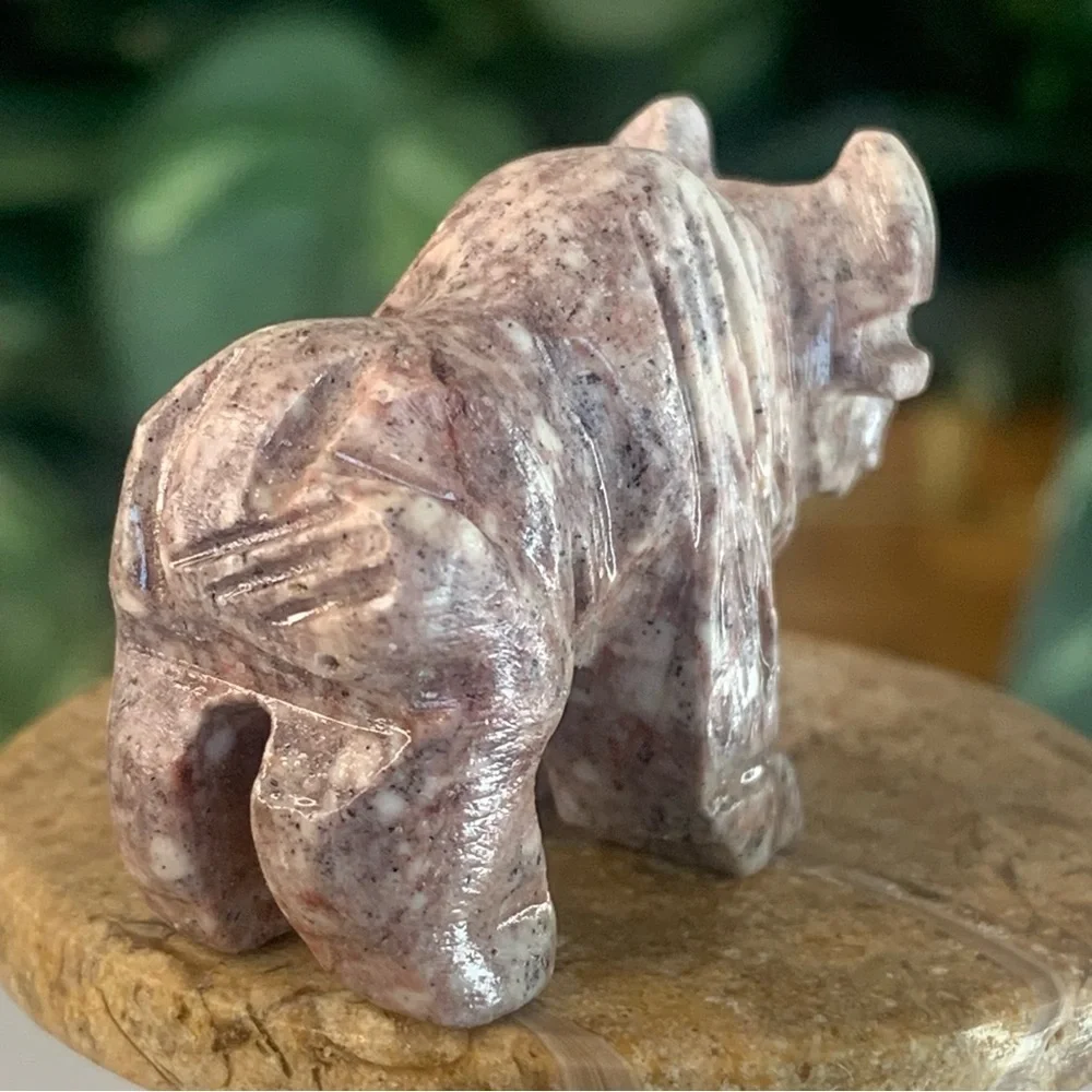 Miniature BUFFALO Stone Carving Mini Figurine Steatite Soapstone Carved Animal